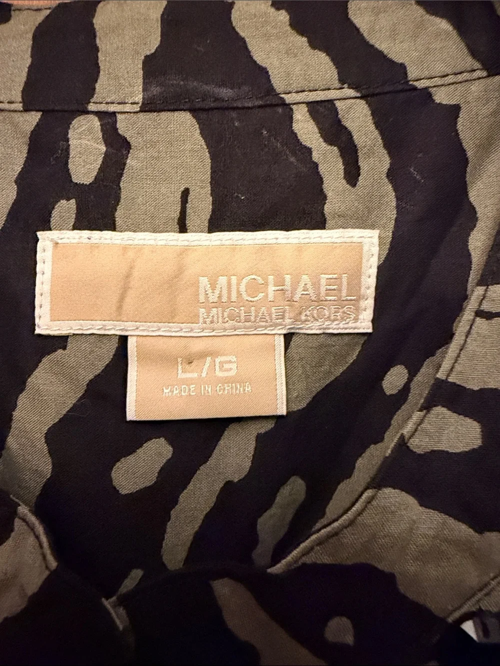 Michael Kors Black & Olive Zebra-Print Sleeveless Tunic